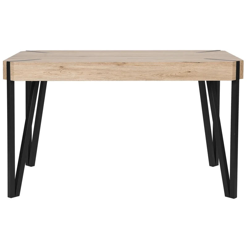 Tavolo da pranzo leggero piano in legno gambe in metallo Nero 130 x 80 cm 6 posti rettangolare industriale