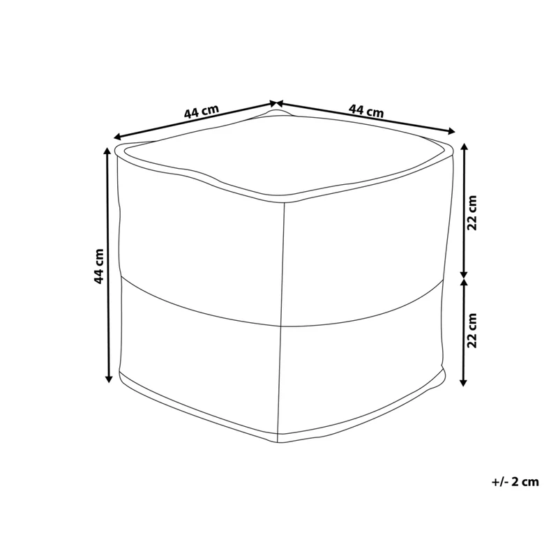 Pouf ottomana grigio iuta perline EPS riempimento quadrato 44 x 44 cm stile boho