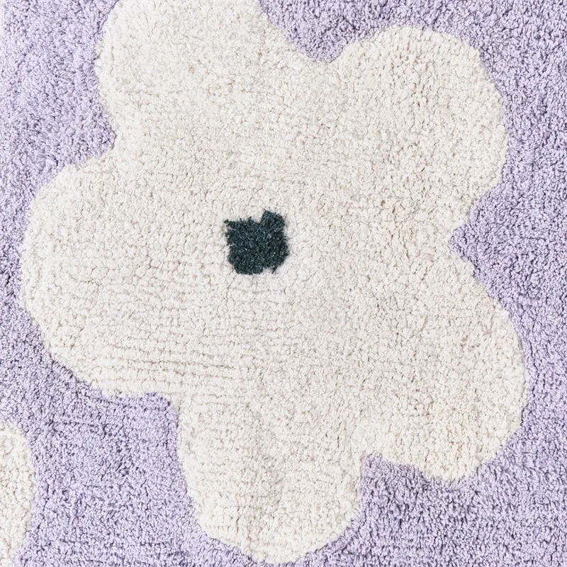 Tappeto viola chiaro in cotone 140 x 200 cm con motivi floreali decorativi in stile bohémien Soggiorno Bambini Camera dei bambini