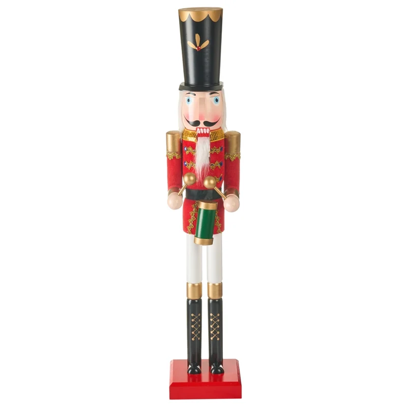 Statuetta schiaccianoci in legno di pino rosso Decorazione natalizia fatta a mano soggiorno salotto elegante e glamour