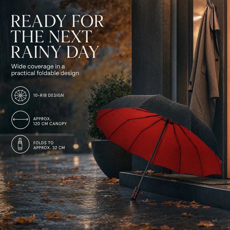 Stormparaplu – Windbestendig, Compact & Ergonomisch Handvat 110 cm