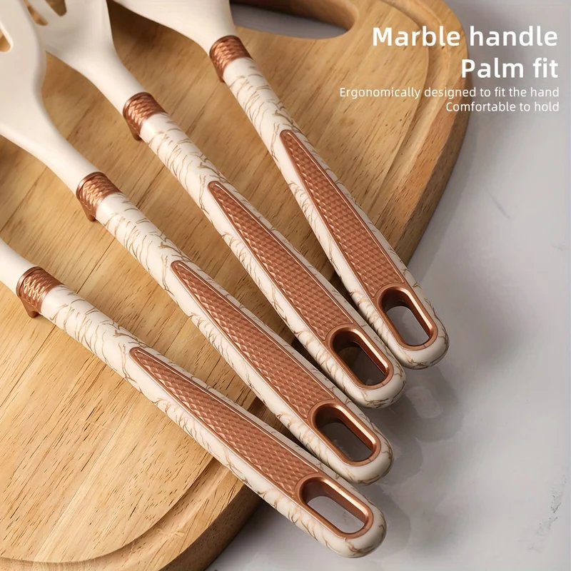 Keukengerei set – Siliconen kookgerei met houten handgrepen en houder