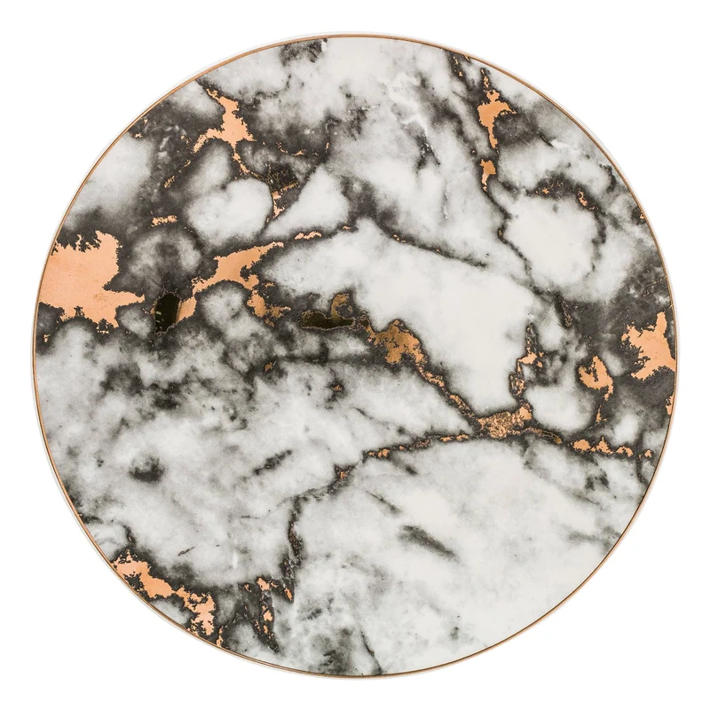 Borden – Porseleinen dinerborden met marmerlook en decoratieve gouden rand