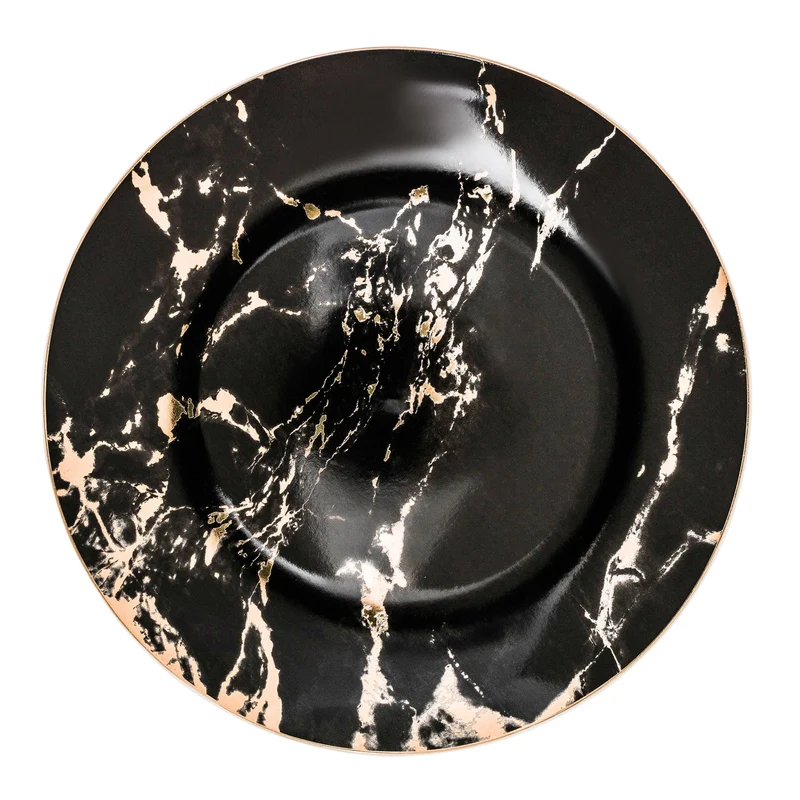 Borden – Porseleinen dinerborden met marmerlook en decoratieve gouden rand