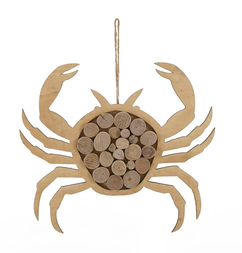 Decorazione Granchio Nature 35x2x31 cm in Tanoak e Compensato