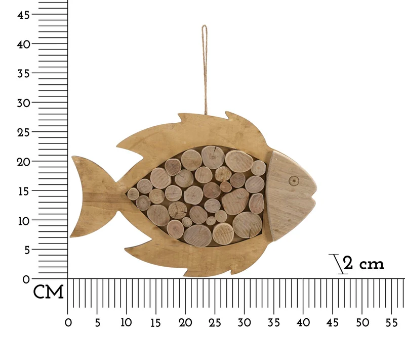 Decorazione Pesce da Appendere Nature 42,5x2x28,5 cm in Tanoak e Compensato