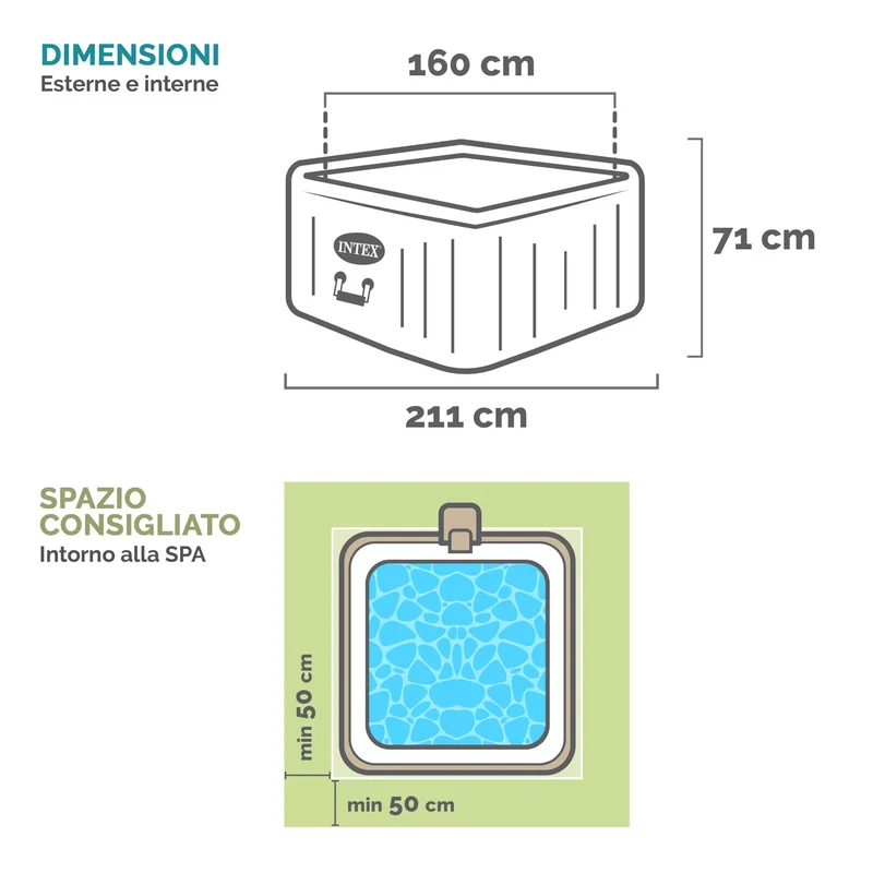 Spa Idromassaggio Greystone Deluxe 4 posti 175cm x 175cm x 71cm Grigio effetto pietra INTEX