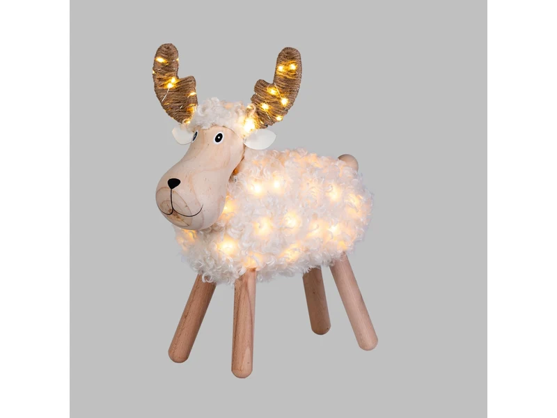 Pecorella decorativa 45cm con 80 microled bianco caldo e multicolor, uso interno