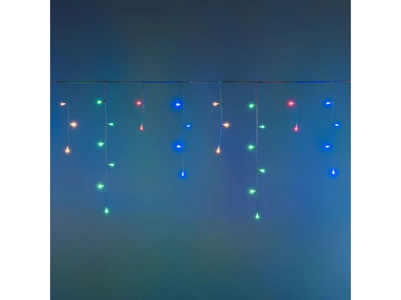 Tenda luci Ice light 768xh60cm con 180 led multicolor e giochi di luce, cavo bianco per uso interno/esterno