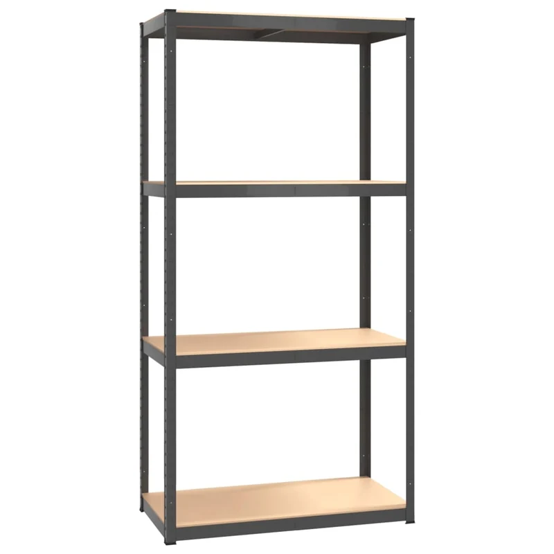 Set 2 pz Mensole Organizer 4 Strati Telaio Antracite in Acciaio e Legno