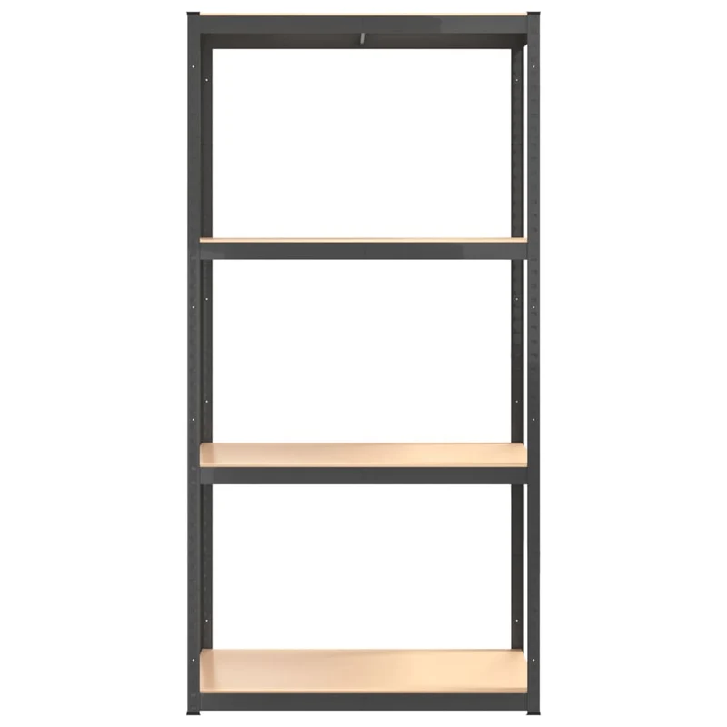 Set 2 pz Mensole Organizer 4 Strati Telaio Antracite in Acciaio e Legno