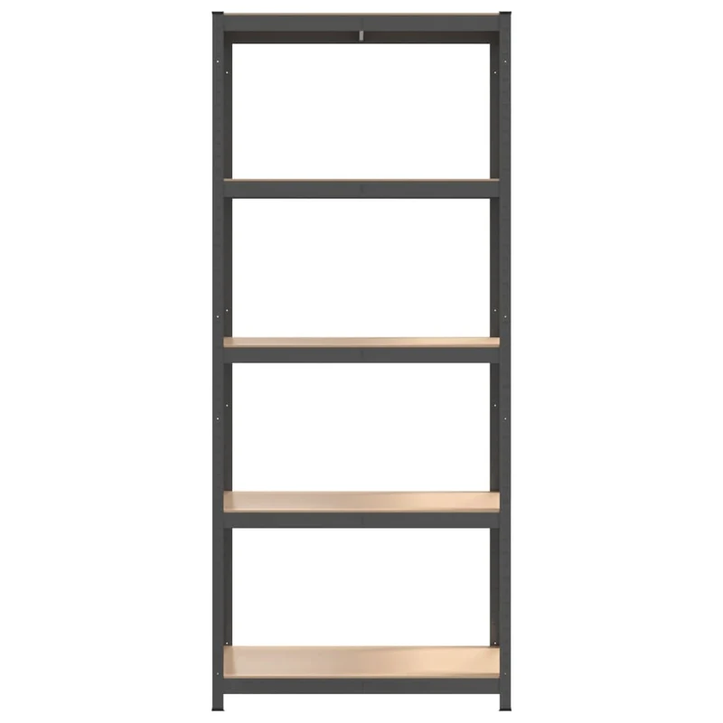 Set 3 Mensole Organizer 5 Strati Antracite Telaio in Acciaio e Legno Multistrato