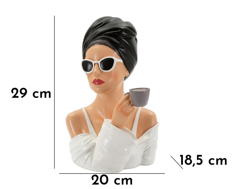 Decorazione Donna Paris 20x18,5x29 cm in Resina Multicolor
