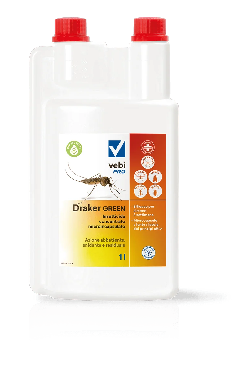 Insetticida concentrato microincapsulato per insetti volanti e striscianti Vebi Draker Green 1 litro