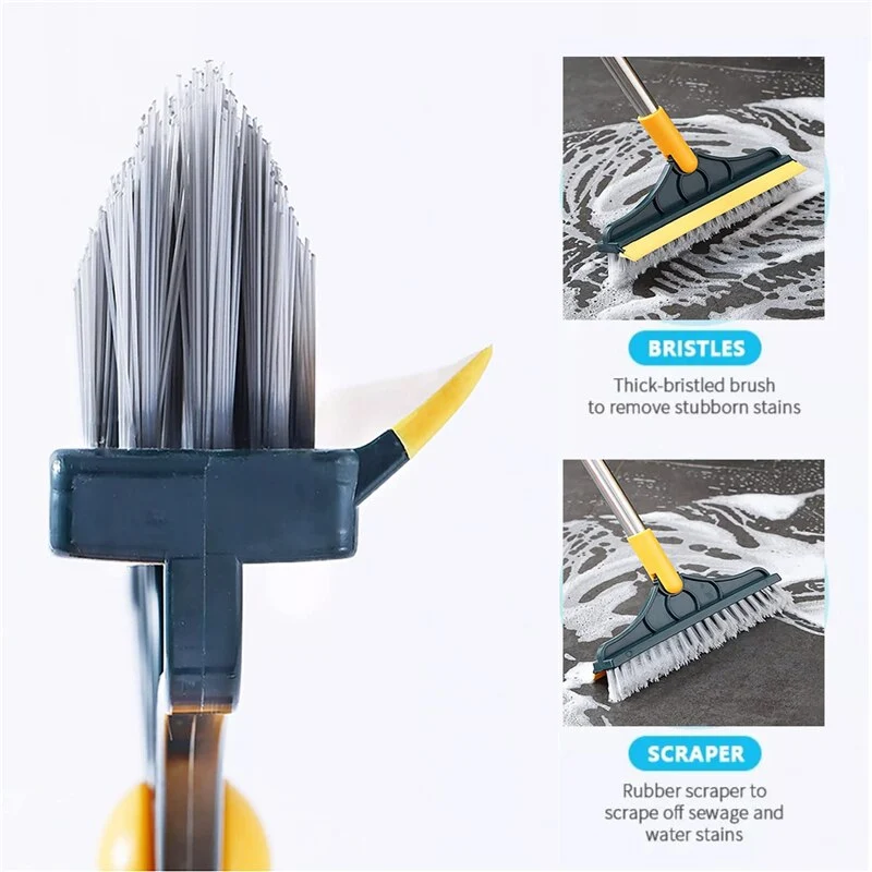 Floor Scrubbing Brush with Rotating Head and Scraper