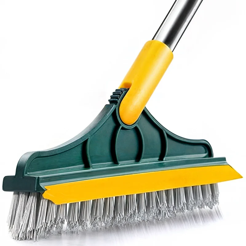 Floor Scrubbing Brush with Rotating Head and Scraper