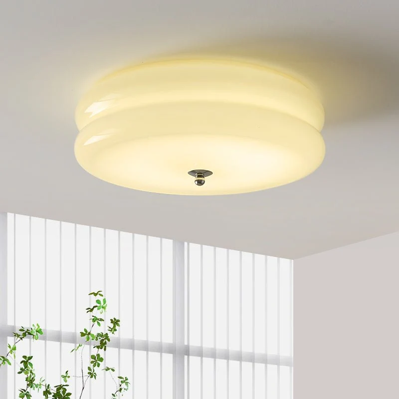 Art Deco Ceiling Lamp with Ribbed Glass Vintage Style