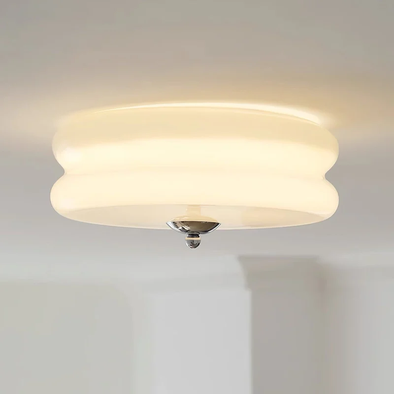 Art Deco Ceiling Lamp with Ribbed Glass Vintage Style