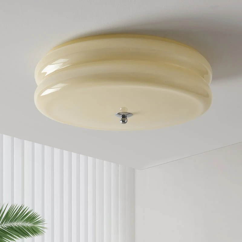 Art Deco Ceiling Lamp with Ribbed Glass Vintage Style