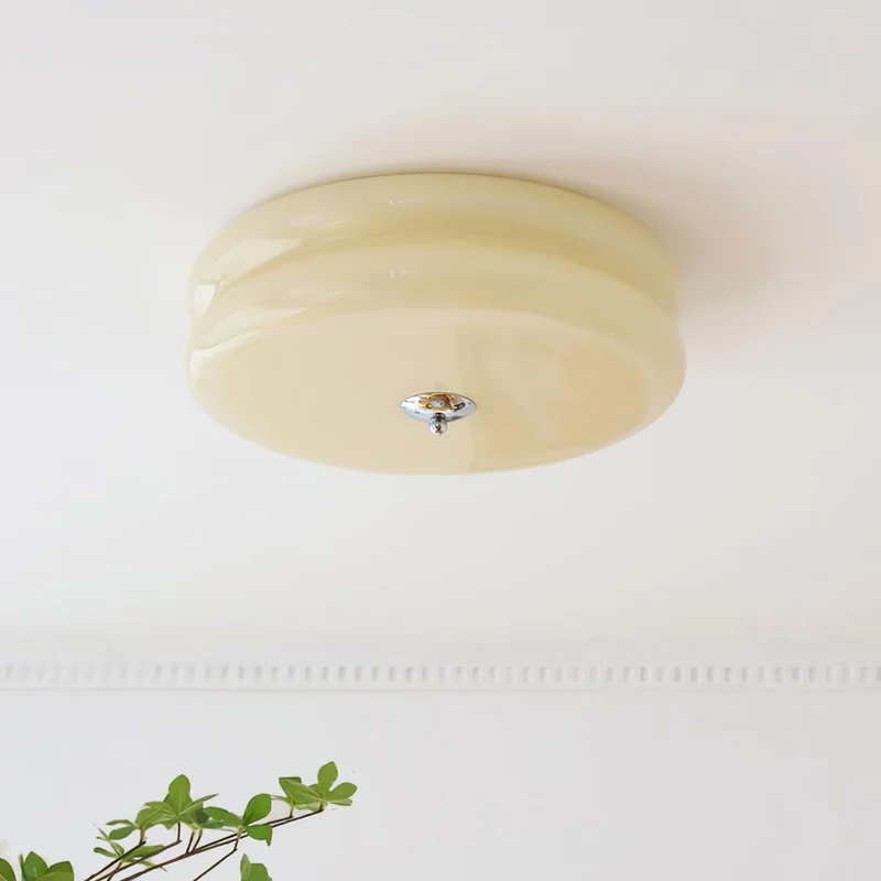 Art Deco Ceiling Lamp with Ribbed Glass Vintage Style