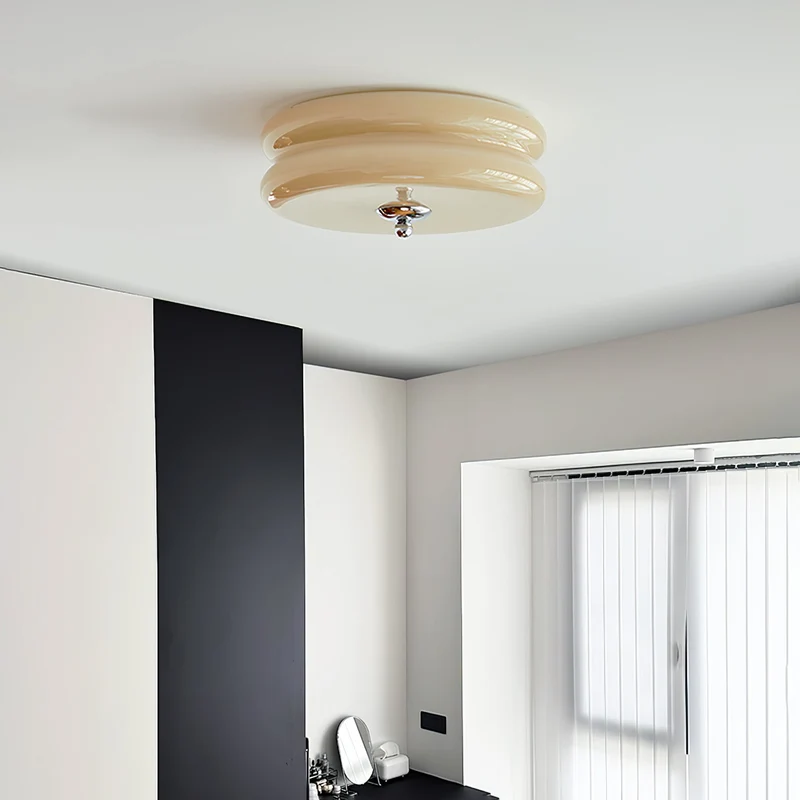 Art Deco Ceiling Lamp with Ribbed Glass Vintage Style