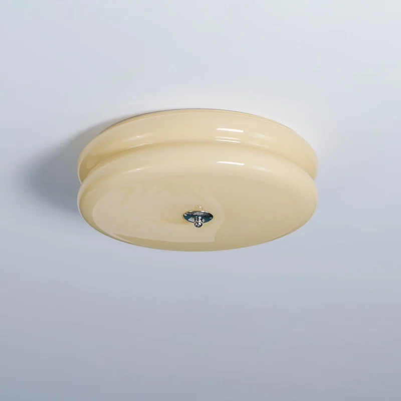 Art Deco Ceiling Lamp with Ribbed Glass Vintage Style