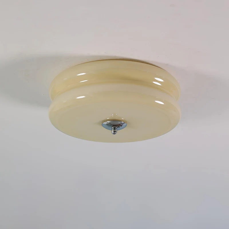 Art Deco Ceiling Lamp with Ribbed Glass Vintage Style