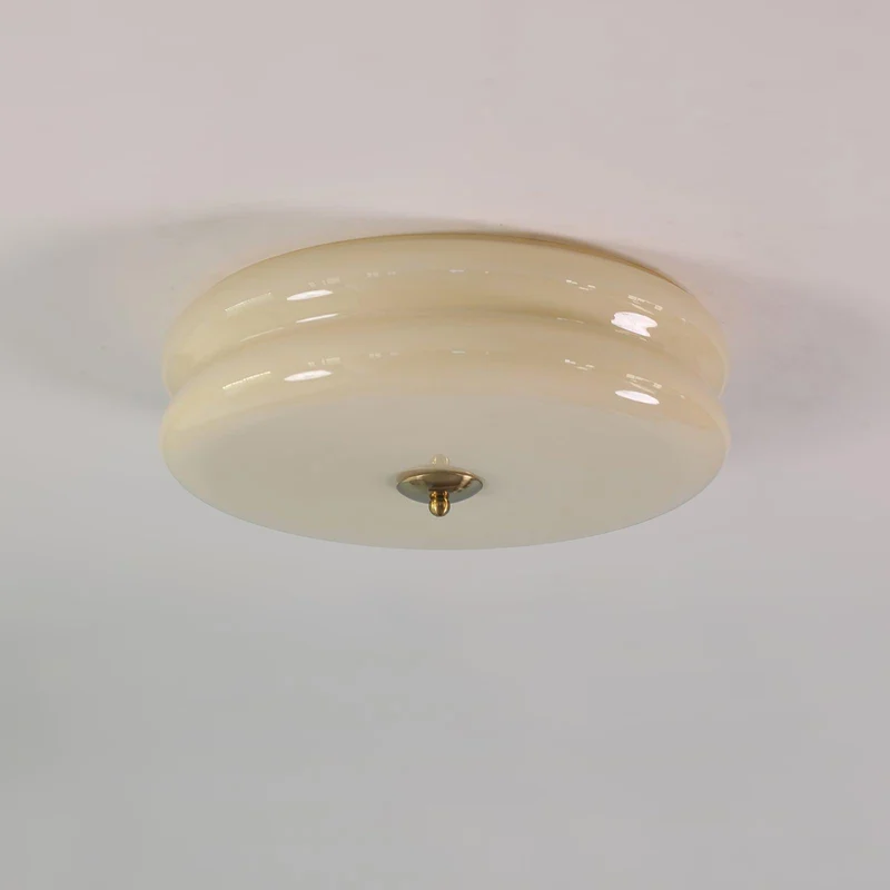 Art Deco Ceiling Lamp with Ribbed Glass Vintage Style