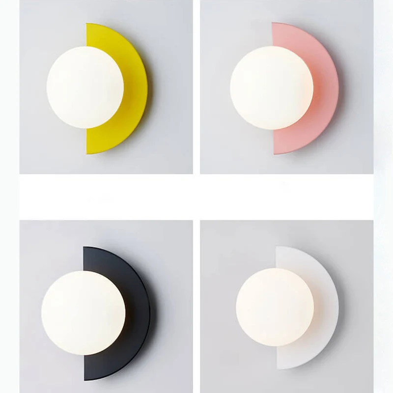 Modern Wall Sconce Colorful Spherical Semi-Circular Lamp