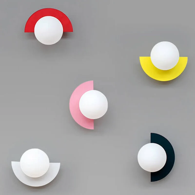 Modern Wall Sconce Colorful Spherical Semi-Circular Lamp