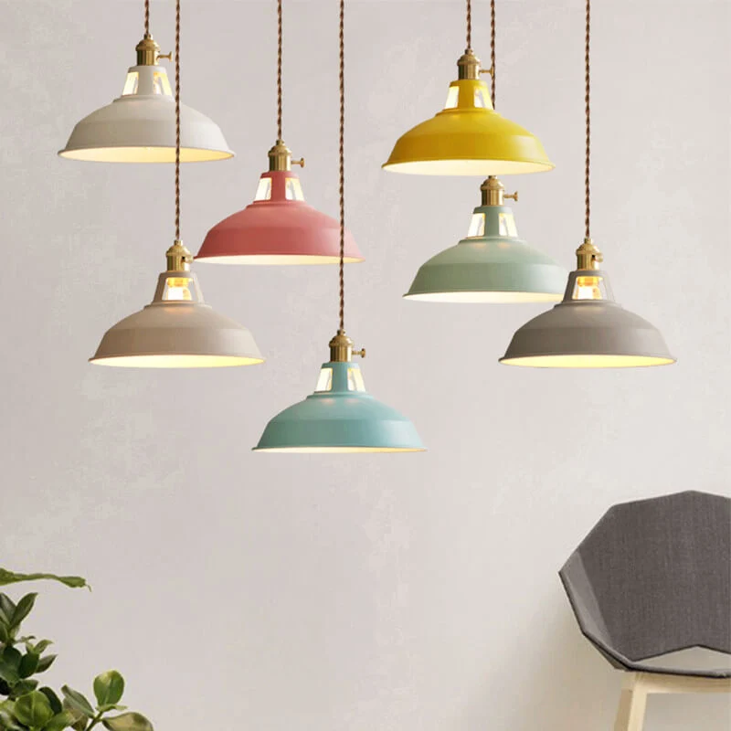 Single colorful industrial hanging ceiling lamp barn style