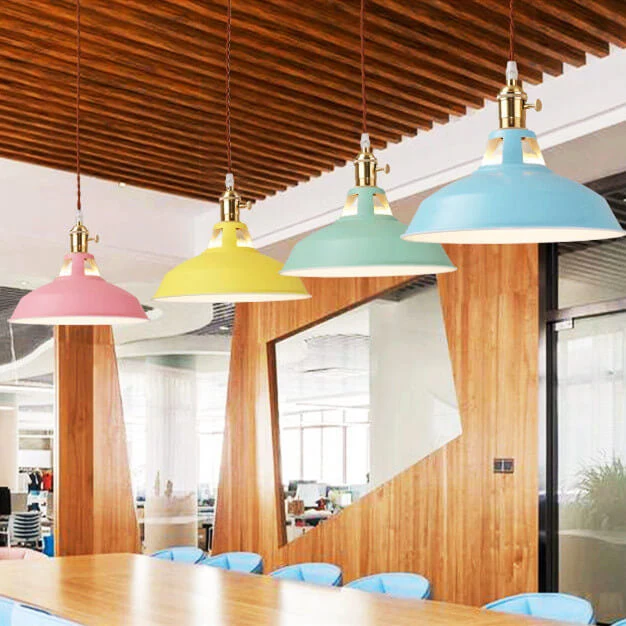 Single colorful industrial hanging ceiling lamp barn style