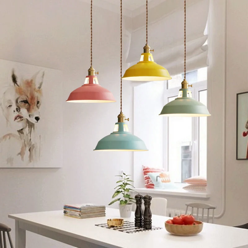 Single colorful industrial hanging ceiling lamp barn style