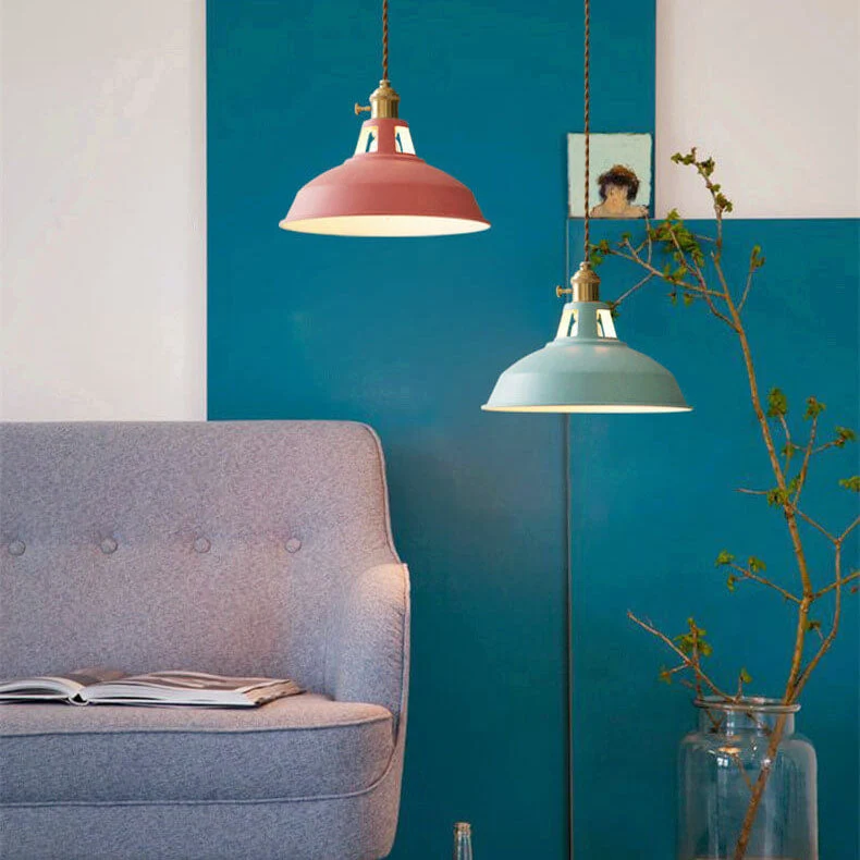 Single colorful industrial hanging ceiling lamp barn style