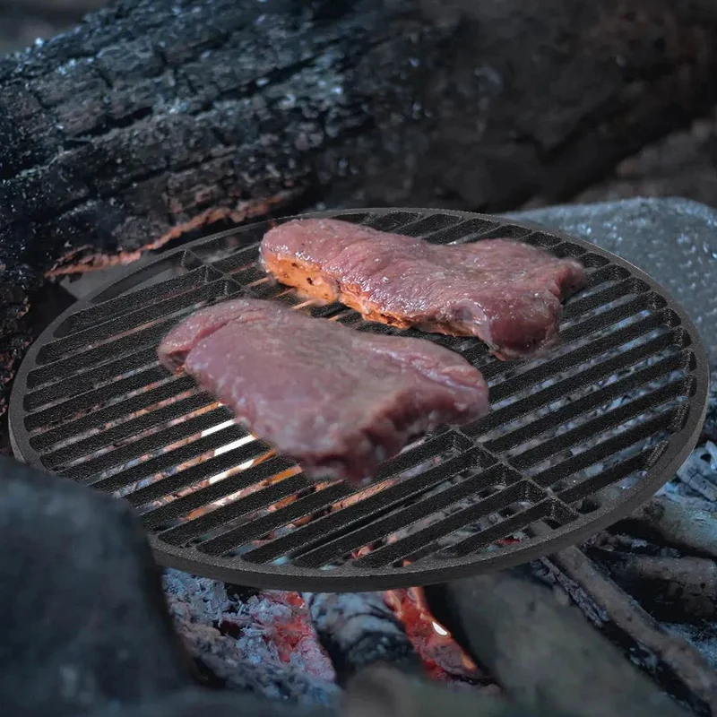 Grillrooster – Rond gietijzeren BBQ rooster met sterke hitteverdeling