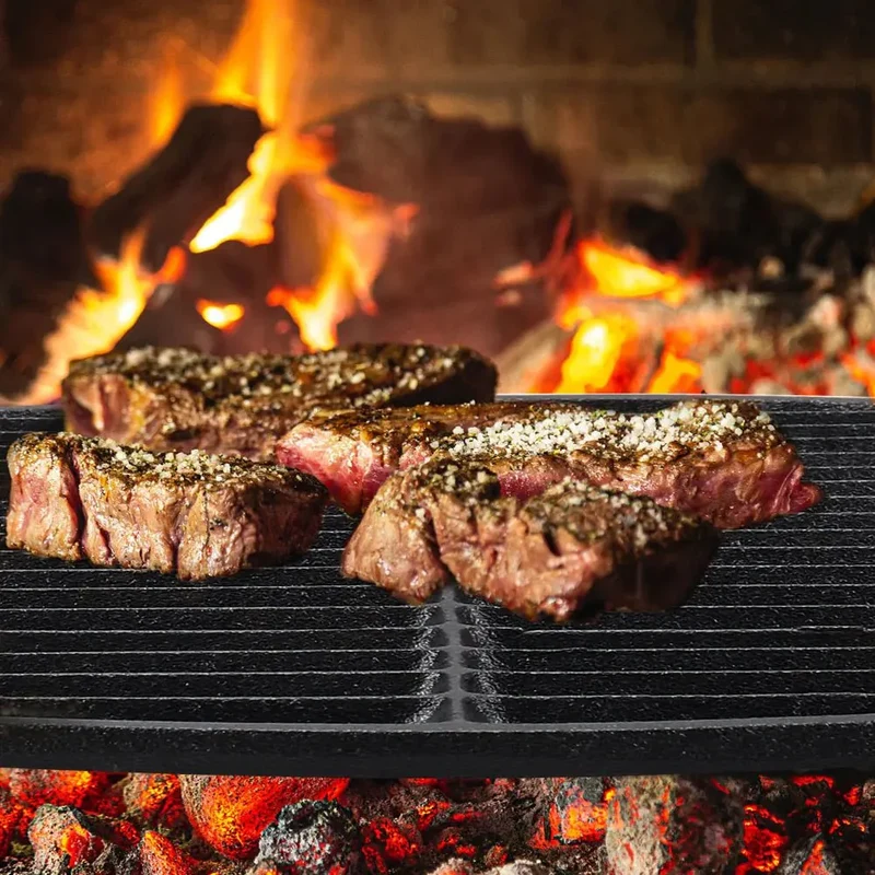 Grillrooster – Rond gietijzeren BBQ rooster met sterke hitteverdeling
