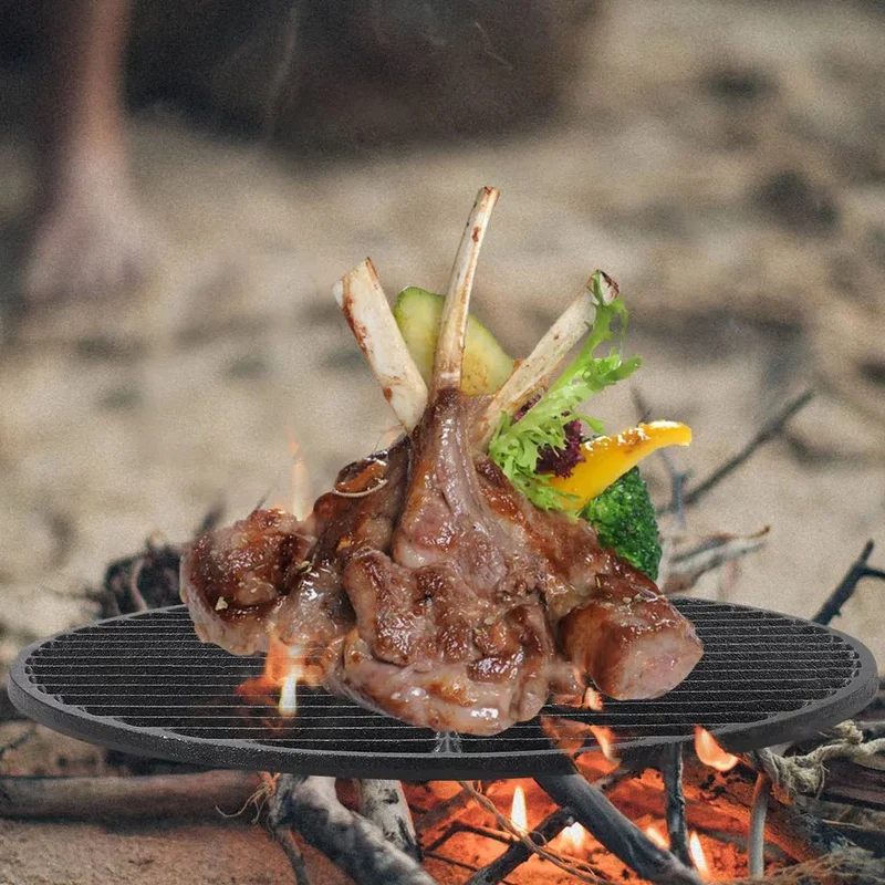 Grillrooster – Rond gietijzeren BBQ rooster met sterke hitteverdeling
