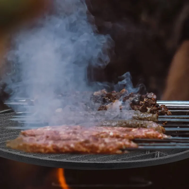 Grillrooster – Rond gietijzeren BBQ rooster met sterke hitteverdeling