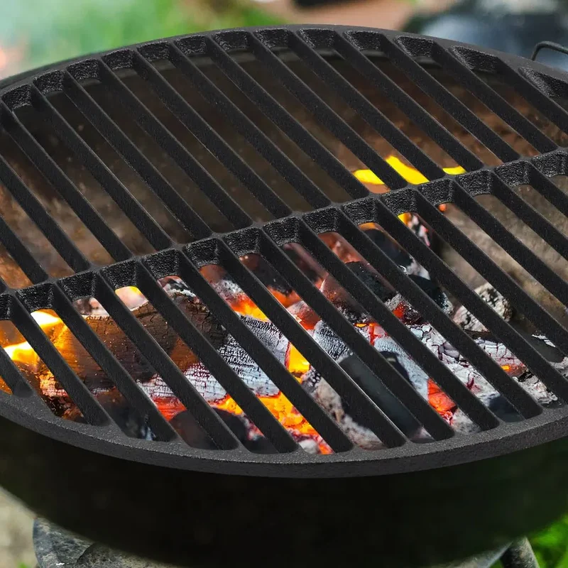 Grillrooster – Rond gietijzeren BBQ rooster met sterke hitteverdeling