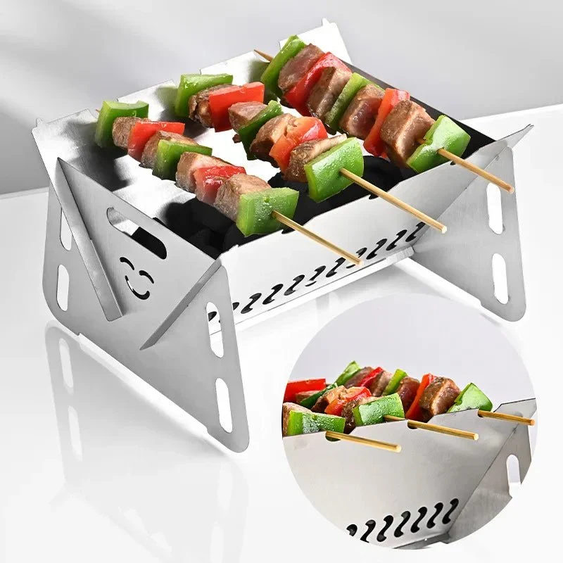Houtskoolbarbecue – Opvouwbare RVS tafelgrill voor camping en tuin