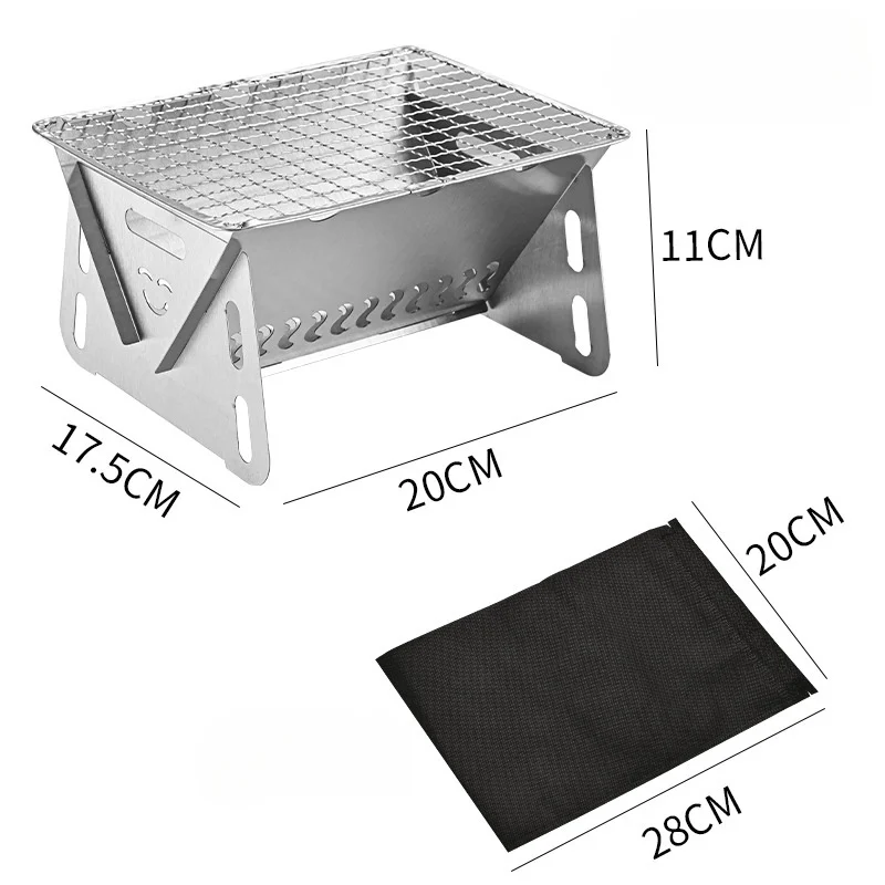 Houtskoolbarbecue – Opvouwbare RVS tafelgrill voor camping en tuin