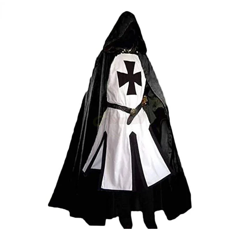Tempelier kostuum – Middeleeuwse outfit met lange mantel en klassieke uitstraling