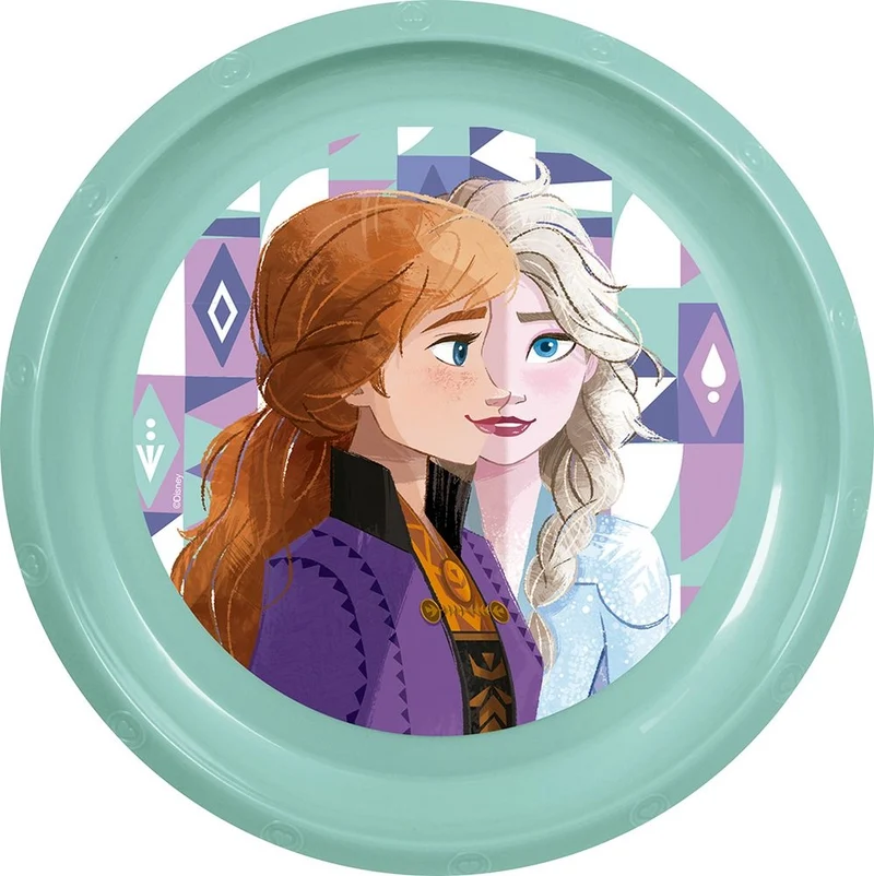 TATAWAY Disney Piatto piano azzurro per bambini in plastica Frozen resistente