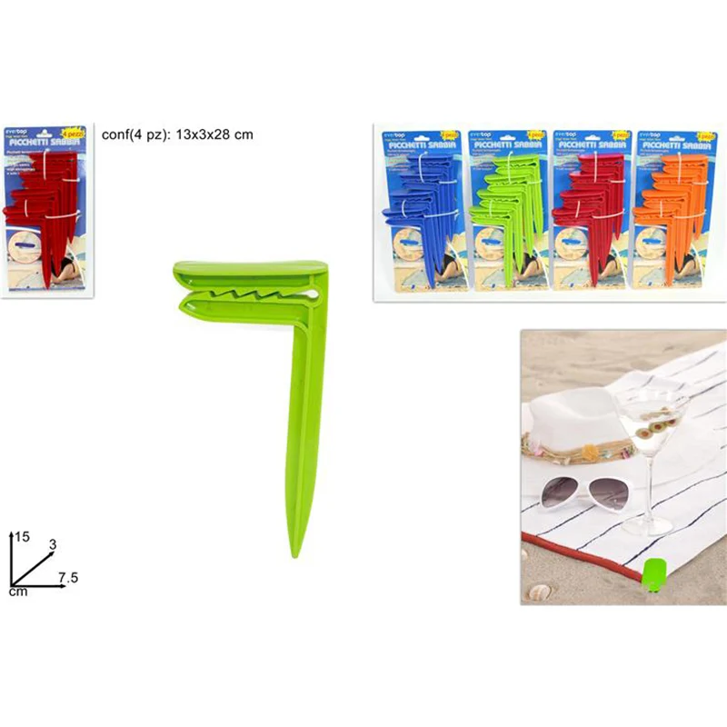 Picchetti Ferma Telo Di Spiaggia 4pz Assortiti