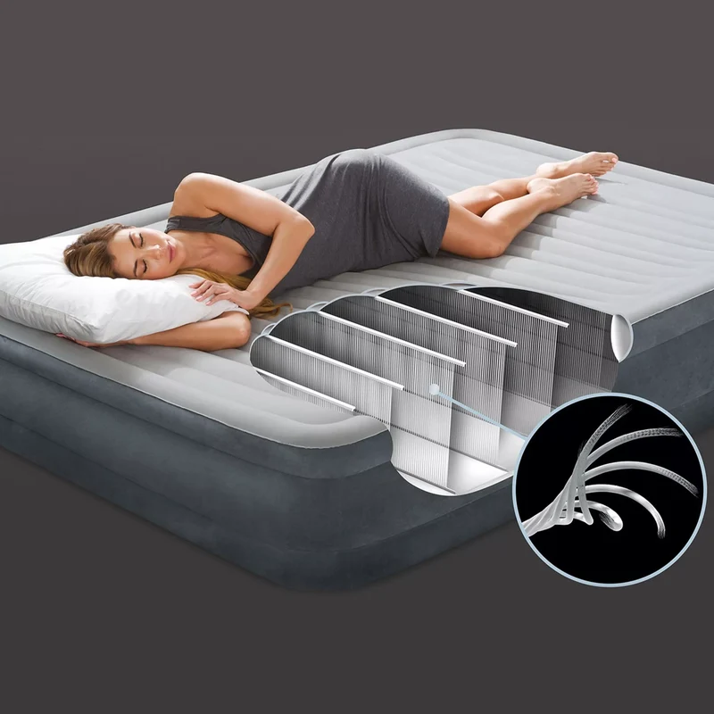 Materasso Gonfiabile Dura-Beam Comfort-Plush Elevated 99x191x46cm Grigio Chiaro Intex