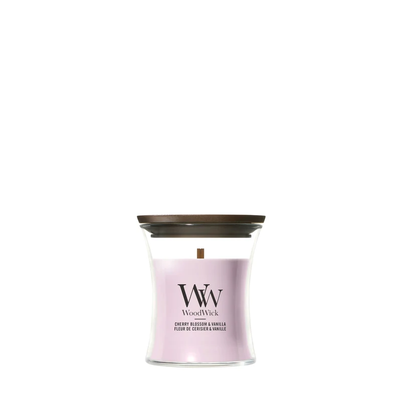 Candela mini Cherry Blossom & Vanilla 85g Rosa WoodWick