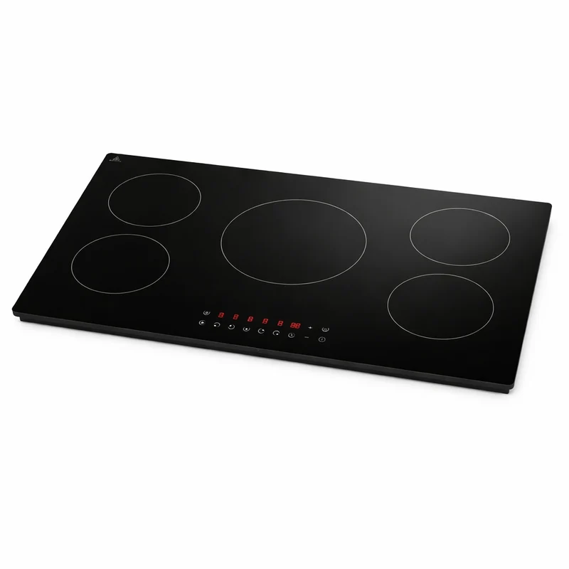 Piano Cottura Induzione 77cm 5 Fuochi Vetro Nero Touch 9 Livelli Power Boost