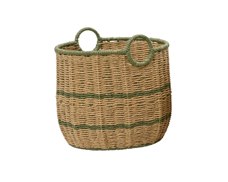 Cesto Corda Juta Naturale Verde D 35x33 Cm