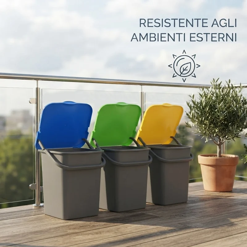 3 Pattumiere Premi' Plus 24L Apertura Push Raccolta Differenziata 32×29×46.5cm