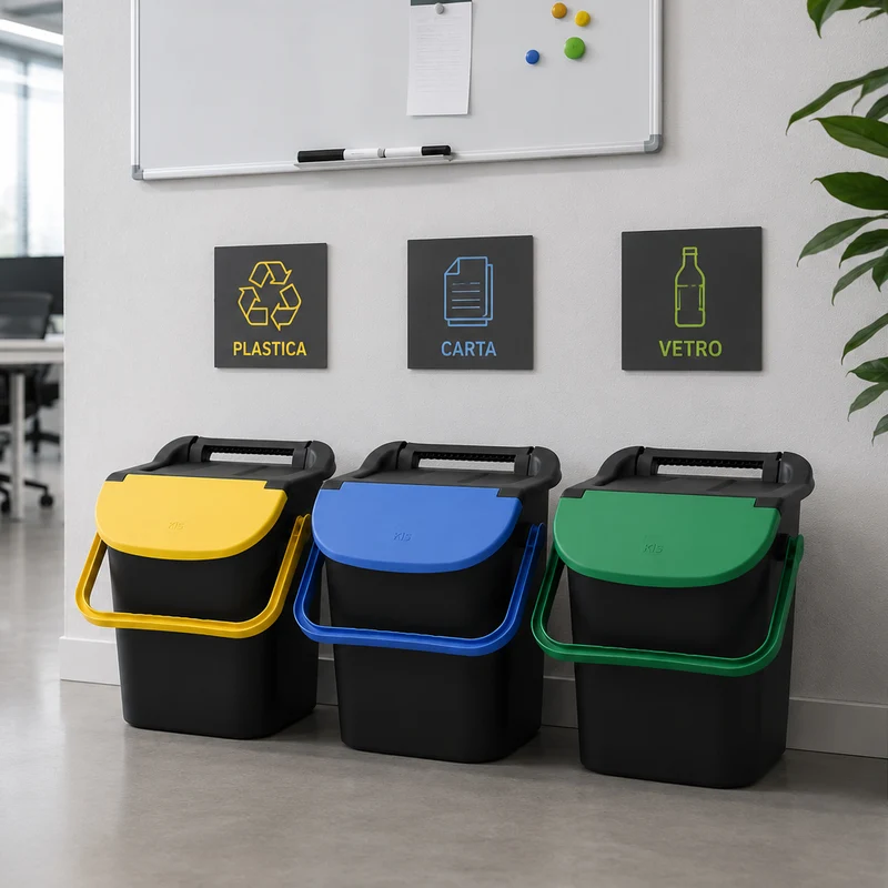 Set 3 Pattumiere Impilabili Tower Bin 3x30L Raccolta Differenziata 34x37.7x42 cm